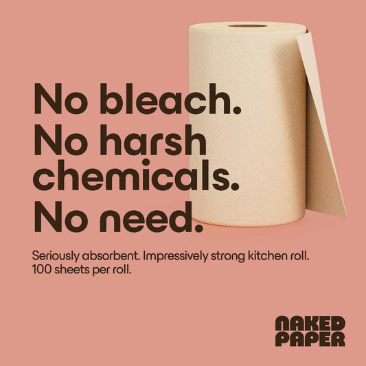 Naked Paper Unbleached Super Absorbent Bamboo Kitchen Roll 6 per pack