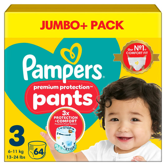 Pampers New Baby Nappy Pants Size 3 Jumbo 64 per pack
