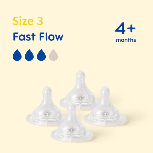 MAM Silicone Bottle Teats Fast Flow 4+ Months Level 3 , 2 per pack