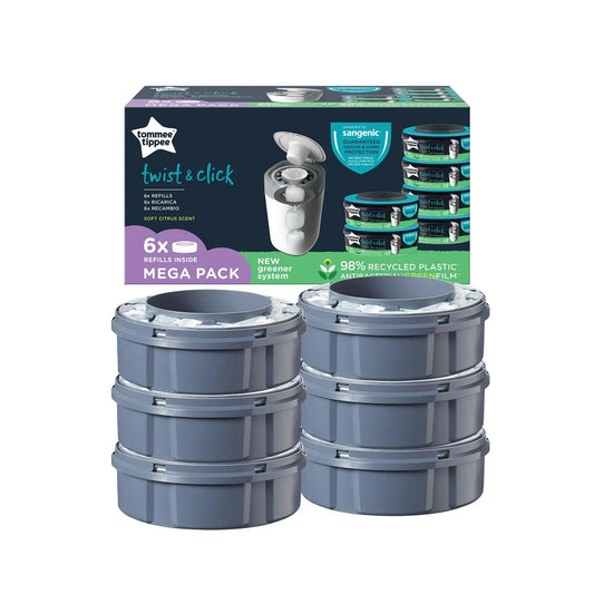 Tommee Tippee Twist & Click Nappy Bin Refill Casettes, Multipack 6 per pack