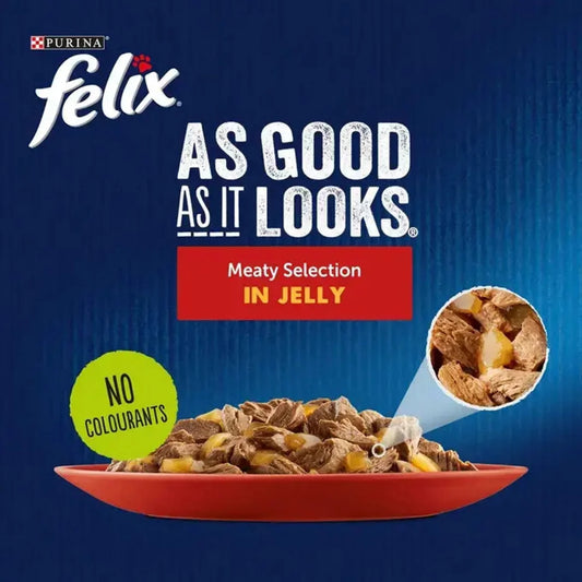Felix As Good As it Looks Meaty Selection in Jelly Wet Cat Food 12 x 85g