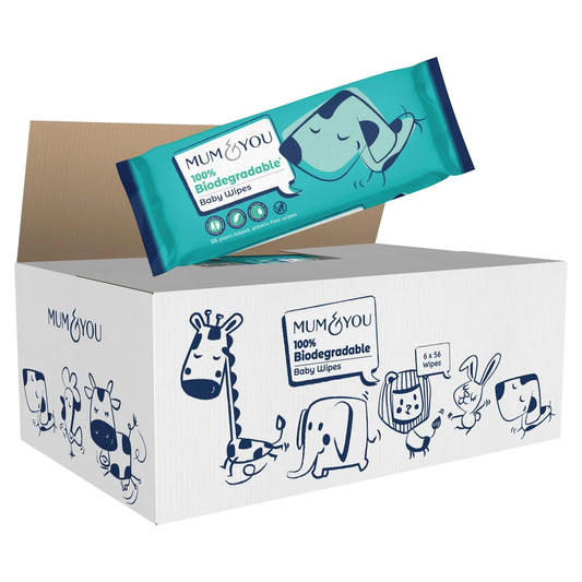 Mum & You 100% Biodegradable Baby Wipes, Multipack 6 x 56 per pack