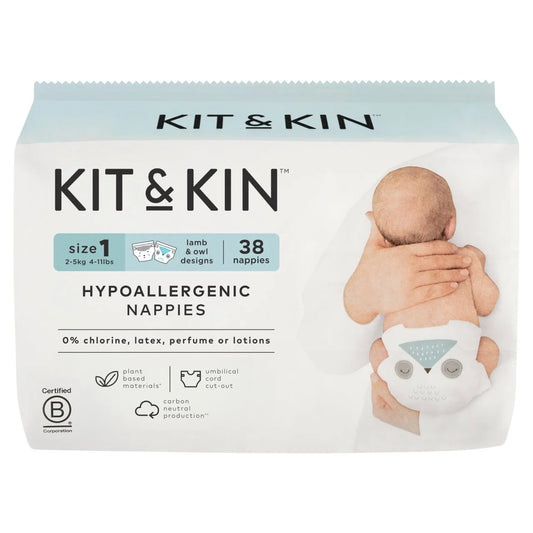 Kit & Kin Hypoallergenic Nappies Size 1 (2-5kg) 38 per pack