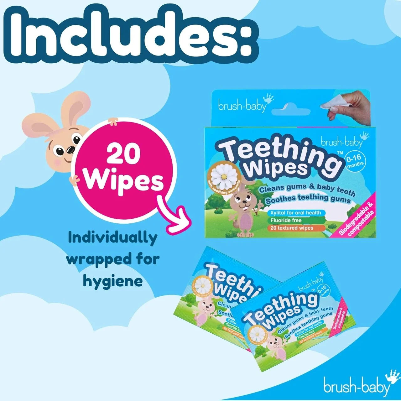 Brush-Baby Teething Wipes , 20 per pack