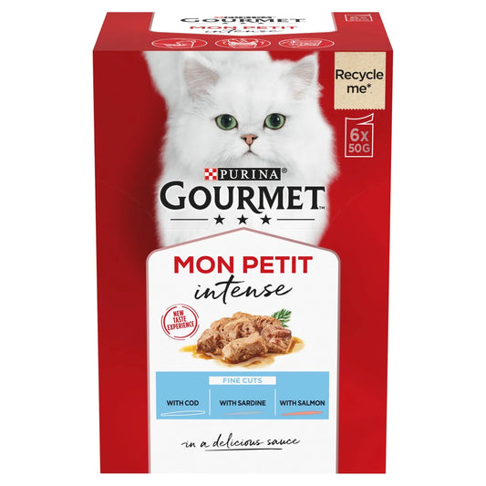 Gourmet Mon Petit Fish Variety Cod Sardine & Salmon Wet Cat Food 6 x 50g