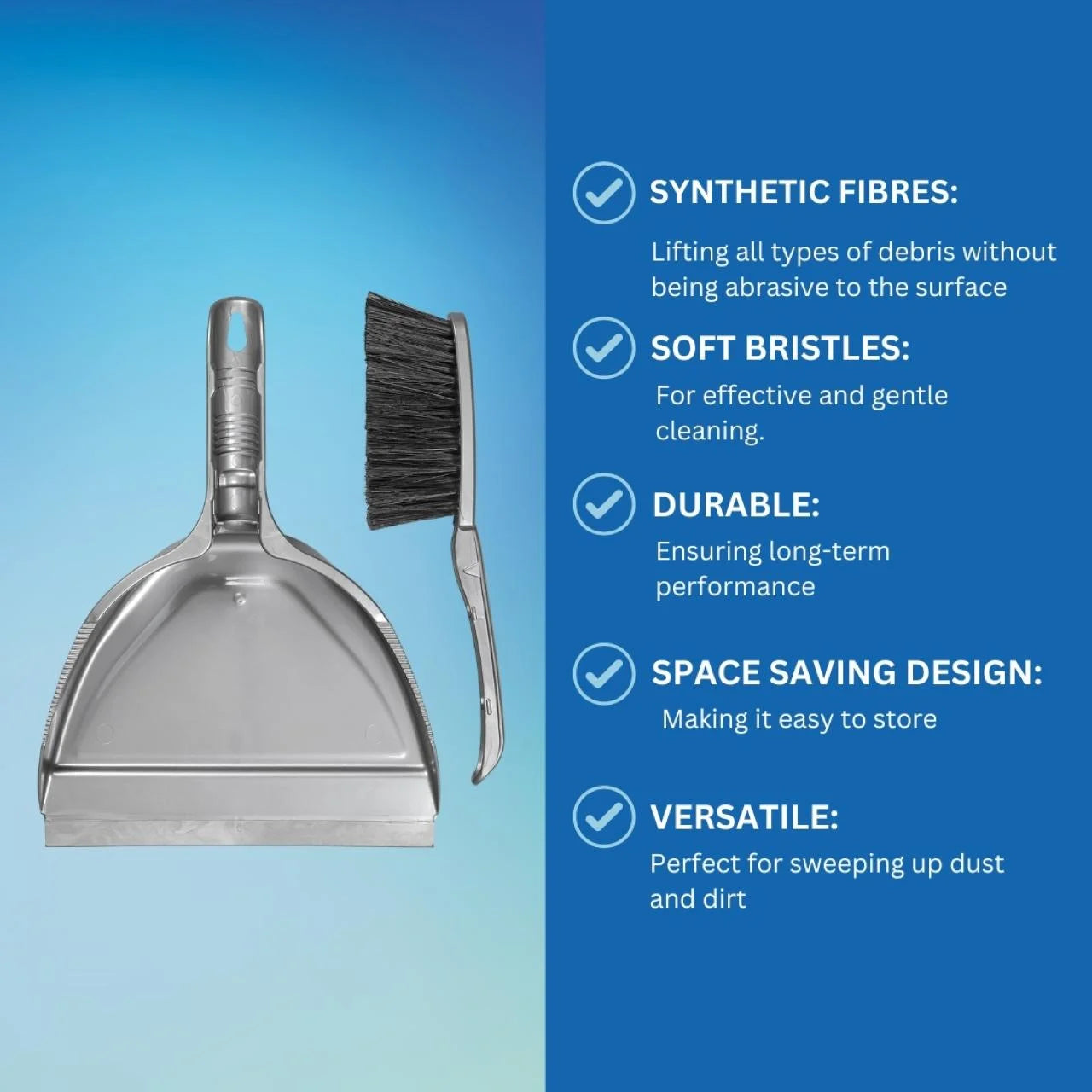 Elliott Dustpan & Brush Set Silver Soft