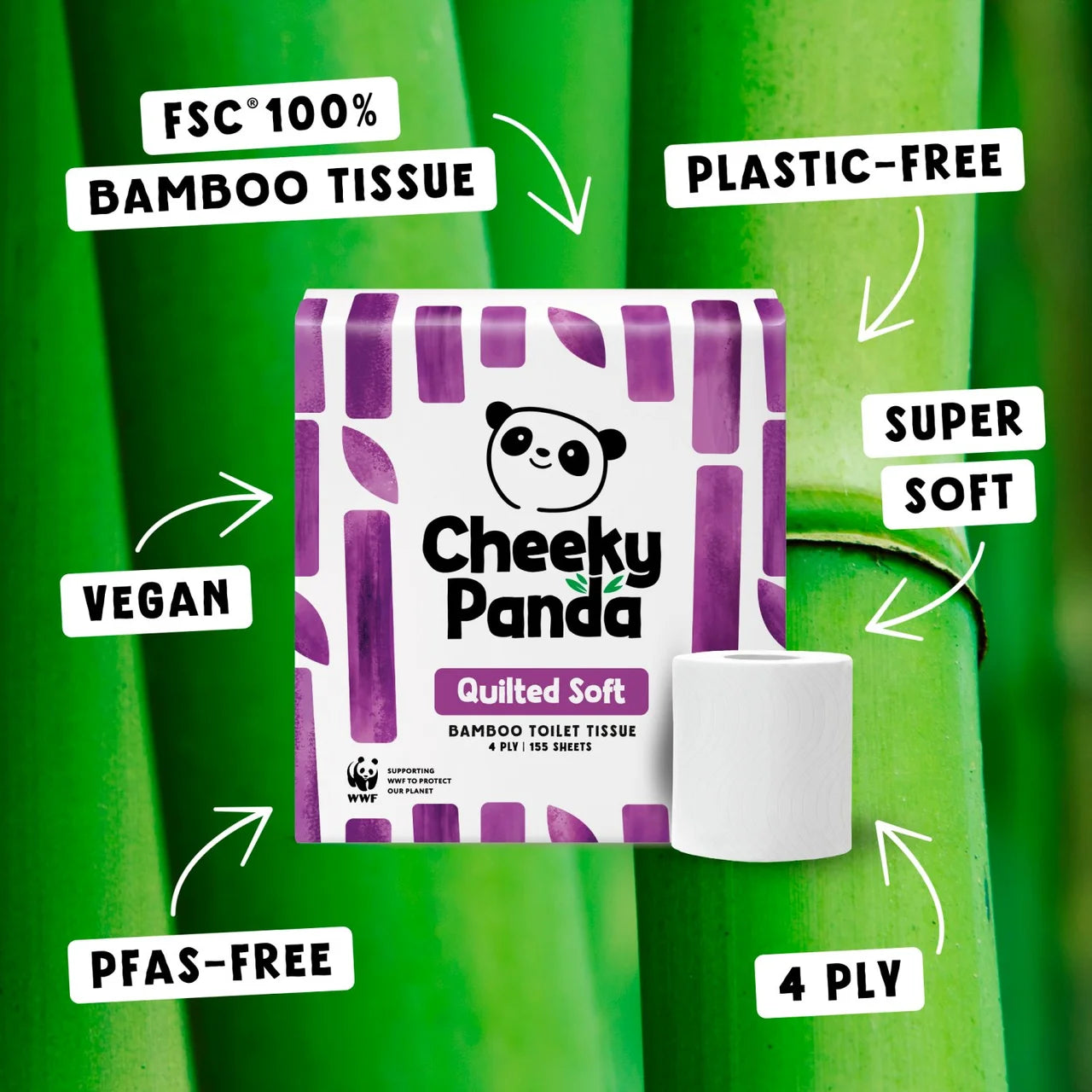 Cheeky Panda Quilted Soft Bamboo Toilet Paper 9 per pack