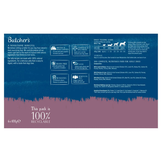 Butcher's Recipes in Jelly Dog Food Tins 24x400g