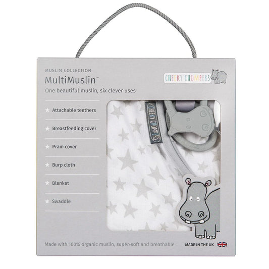 Cheeky Chompers 6 in 1 Multi Muslin Silver Stars