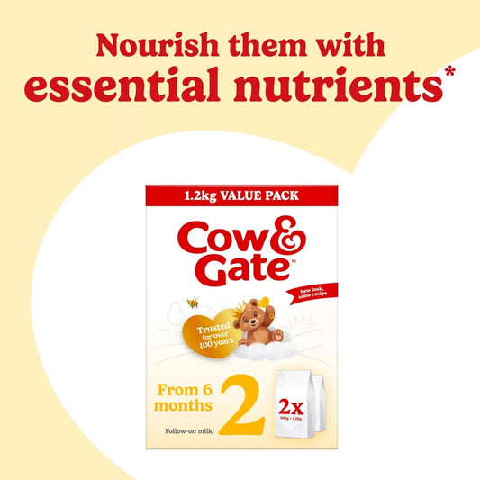 Cow & Gate 2 Follow On Baby Milk Formula Powder 6-12 Months Big Pack , 2 x 600g