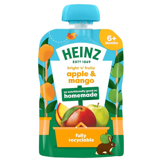 Heinz Apple & Mango Baby Food Fruit Puree Pouch 6+ Months 100g
