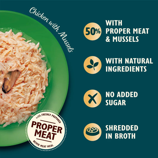Lily's Kitchen Shredded Fillets Chicken & Mussels in Broth Wet Cat Food 70g