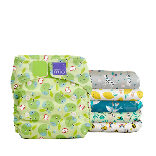 Bambino Mio Miosolo Classic All-In-One Reusable Nappy Set, Pattern Size 0-5 , 6 per pack