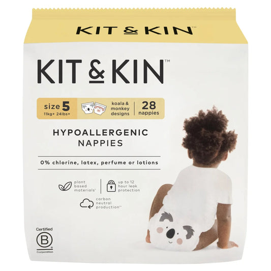 Kit & Kin Hypoallergenic Nappies Size 5 (11+kg) 28 per pack