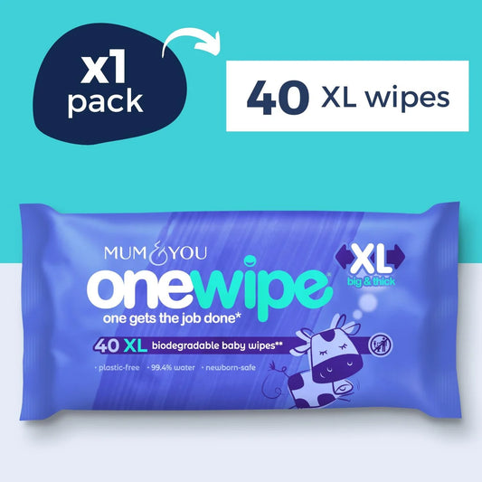 Mum & You OneWipe Extra Large Biodegradable Wet wipe 40 per pack