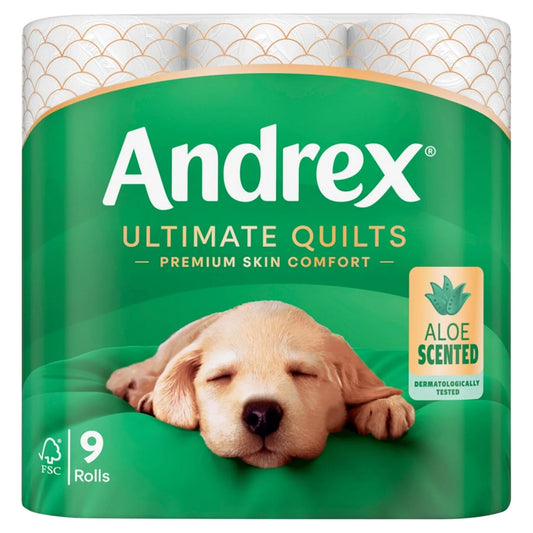 Andrex Ultimate Quilts + Aloe Vera Toilet Roll 9 per pack