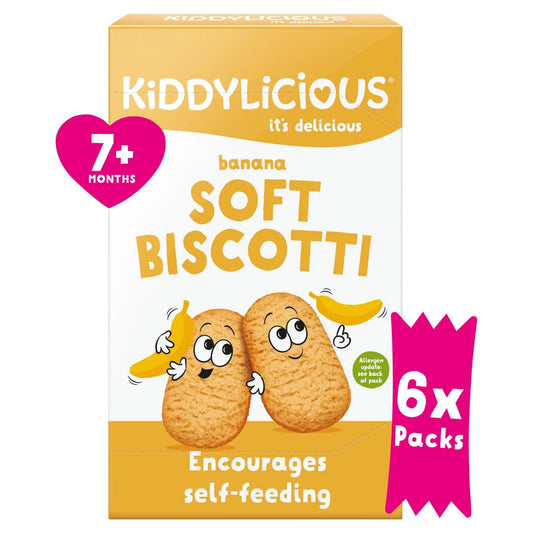 Kiddylicious Banana Soft Biscotti Baby Snacks Multi 6 x 20g