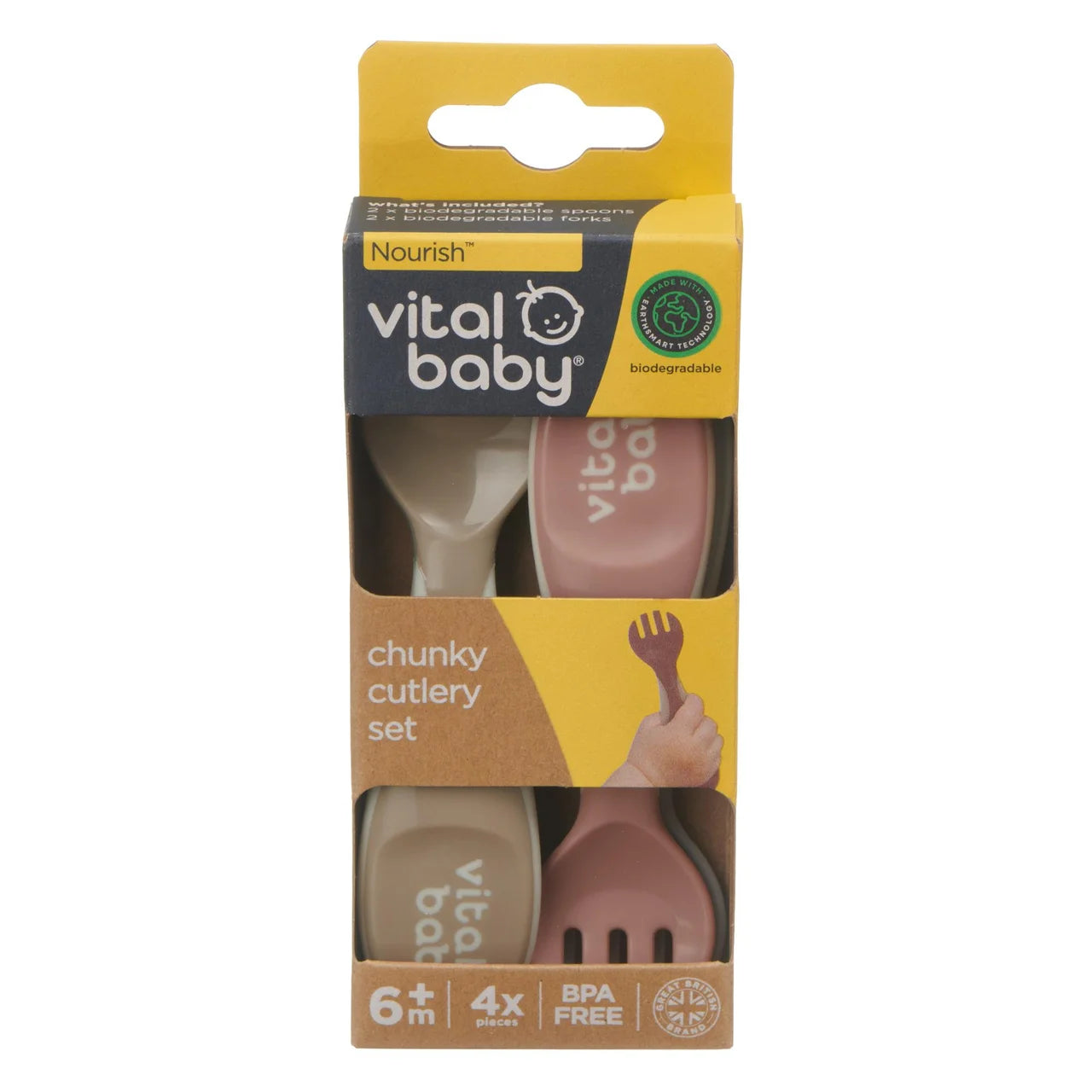 Vital Baby Nourish Chunky Cutlery 4pk - natural