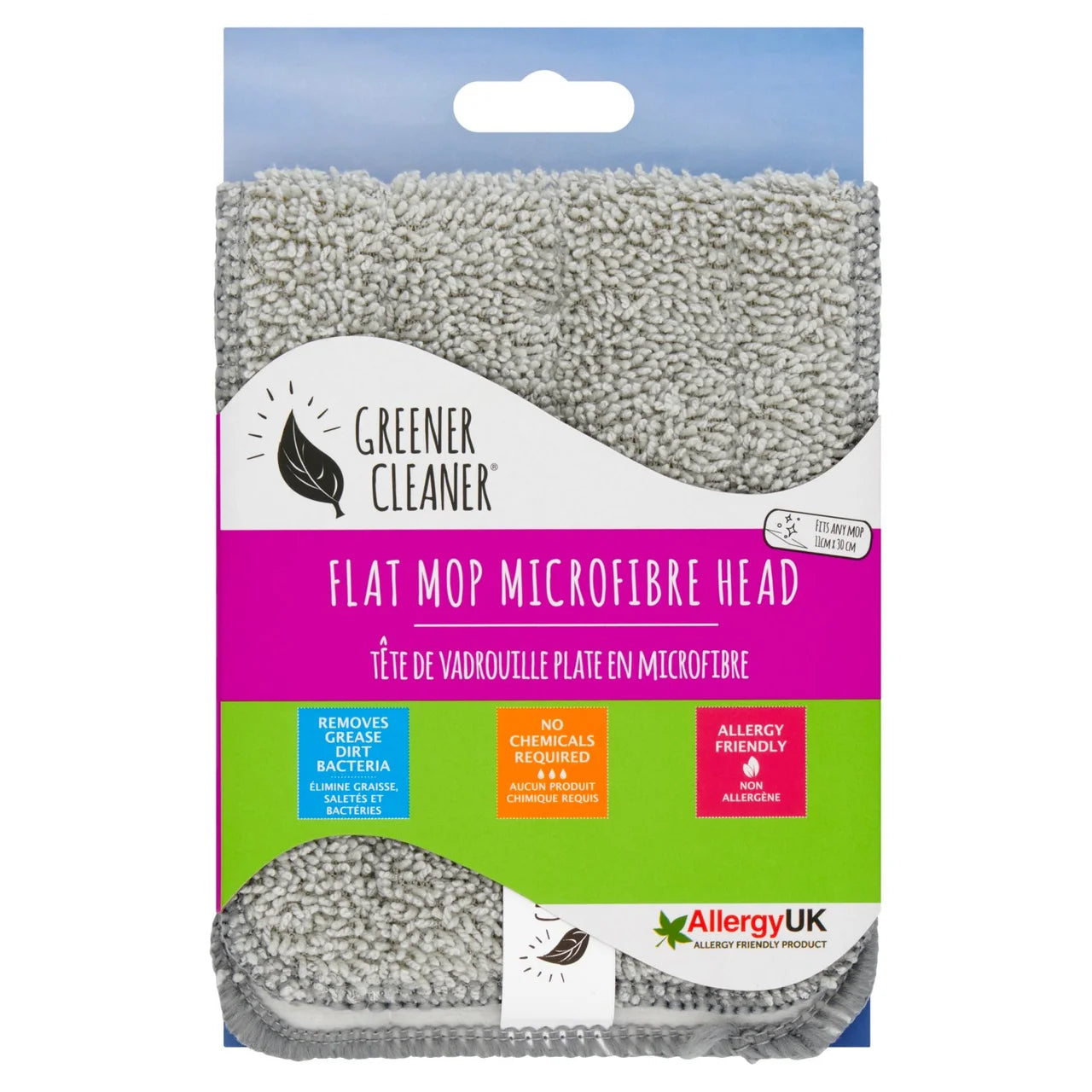 Greener Cleaner Replacement Microfibre Flat Mop Head Slate Grey