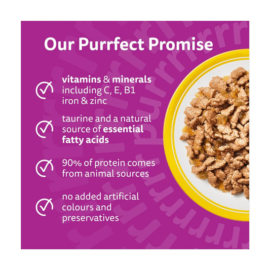 Whiskas 1+ Poultry Feasts Adult Wet Cat Food Pouches in Jelly 12 x 85g