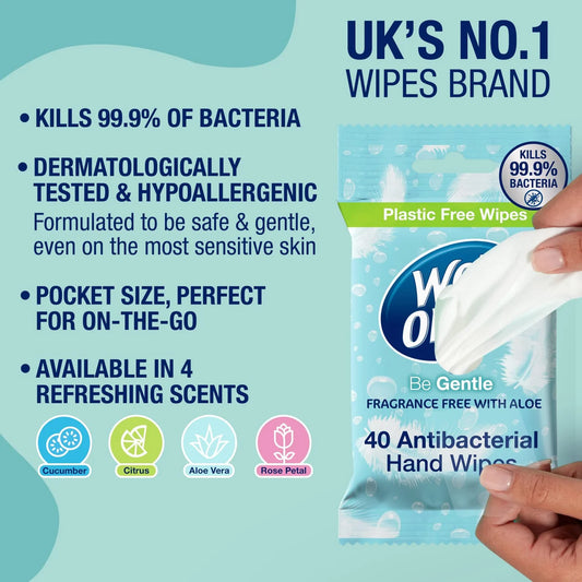 Wet Ones Be Gentle Antibacterial Wipes 40 per pack