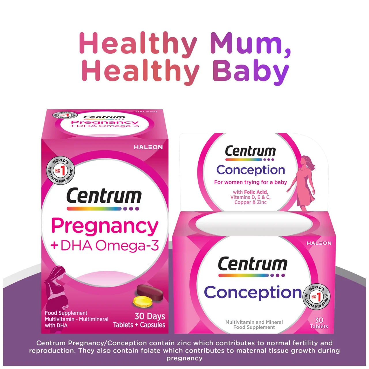 Centrum Conception Vitamins with Folic Acid Tablets 30 per pack