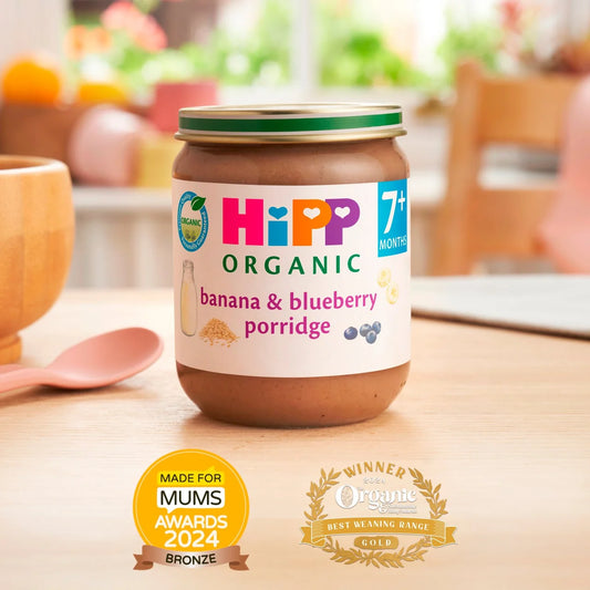 HiPP Organic Banana & Blueberry Porridge Baby Food Jar 7+ Months 160g