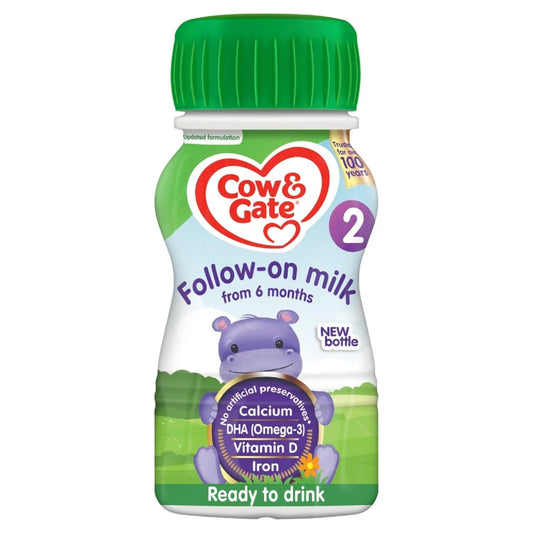 Cow & Gate 2 Follow On Baby Milk Formula Liquid Ready to Feed 6-12 Months , 12 x 200ml