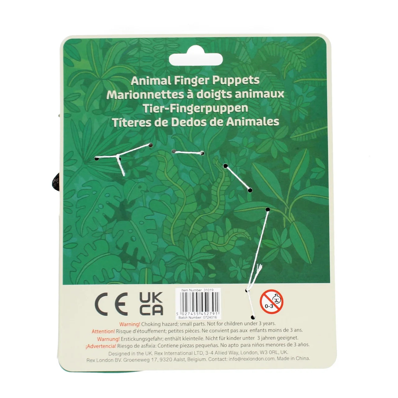 Rex London Safari Animal Finger Puppets 5 per pack