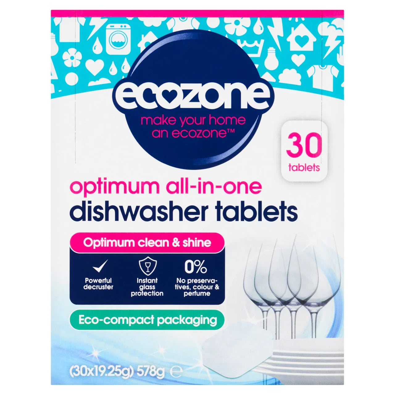 Ecozone Optimum All-in-One Dishwasher Tablets 30 per pack