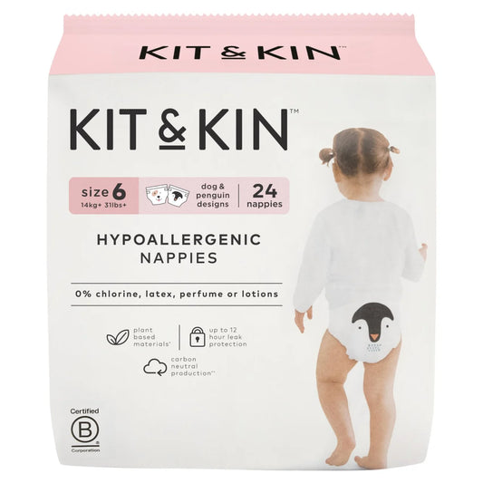 Kit & Kin Hypoallergenic Nappies Size 6 (14+kg) 24 per pack