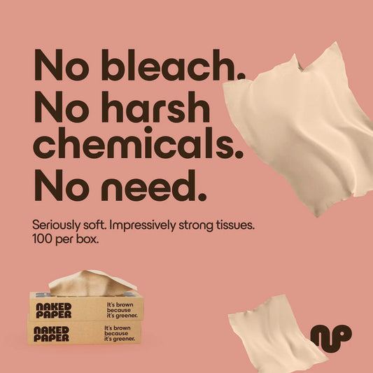 Naked Paper Unbleached Bamboo Facial Tissues 100 Sheets