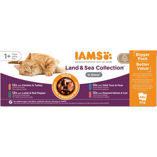 Iams Delights Adult Land & Sea Collection in Gravy Multipack 48 x 85g