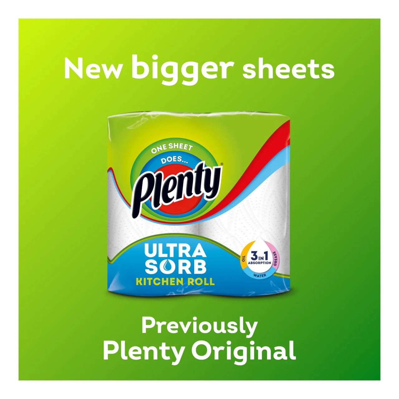 Plenty Ultrasorb Kitchen Roll 3 per pack