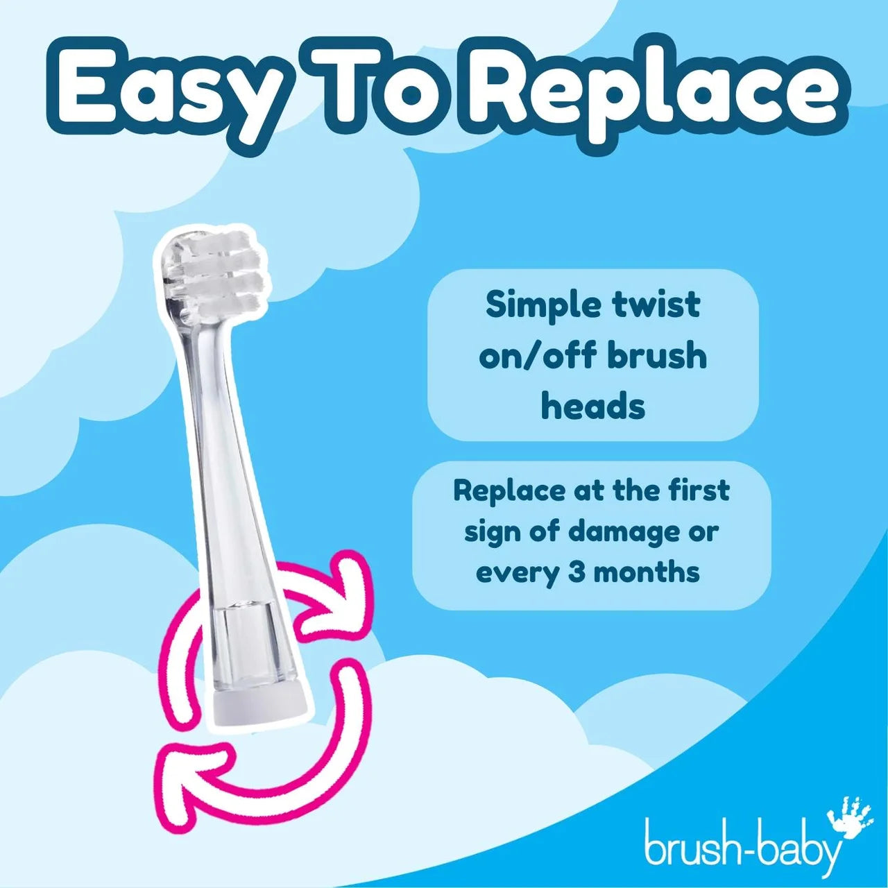 Brush Baby Babysonic Replacement Brush Heads 0-18 Months , 2 per pack