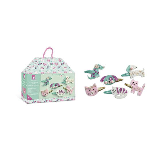 Janod Little Pets 6 Piece Glitter Hair Clips Kit
