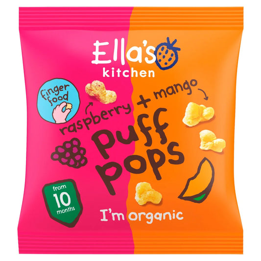 Ella's Kitchen Raspberry & Mango Puff Pops Multipack Baby Snack 10+ Months 4 x 9g