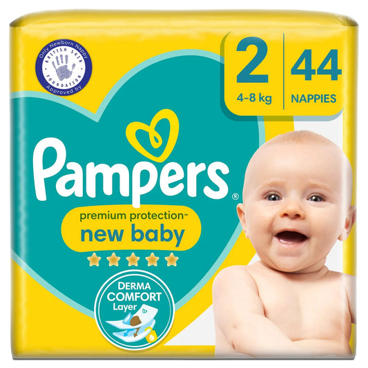 Pampers New Baby Nappies, Size 2 (4-8kg) Essential 44 per Pack