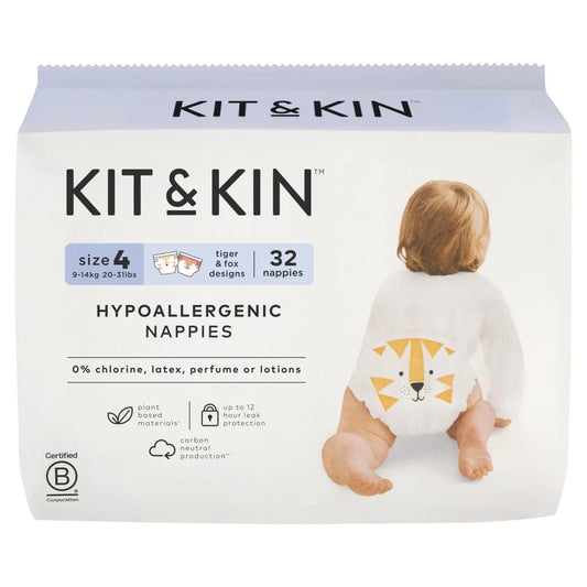 Kit & Kin Hypoallergenic Nappies Size 4 (9-14kg) 32 per pack