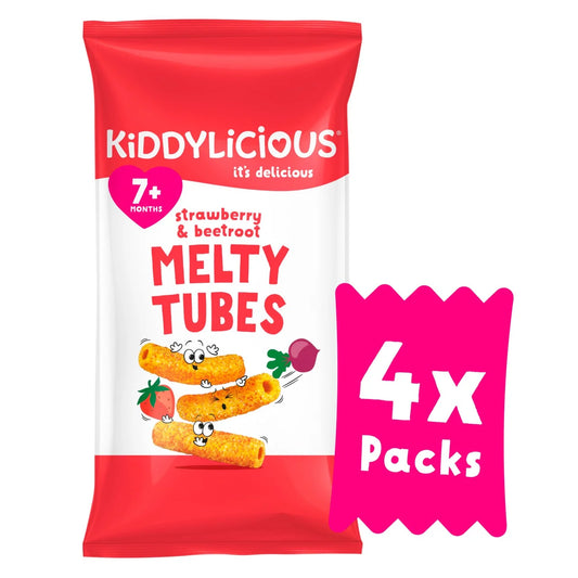 Kiddylicious Strawberry & Beetroot Melty Tubes Multipack 7+ Months 4 x 10g