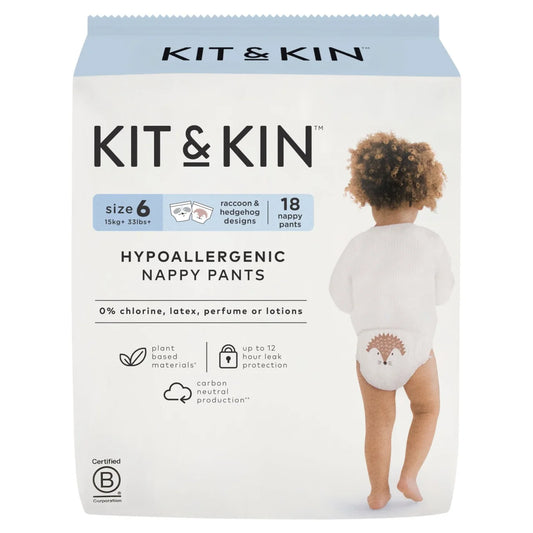 Kit & Kin Hypoallergenic Nappy Pants Size 6 (15+kg) 18 per pack