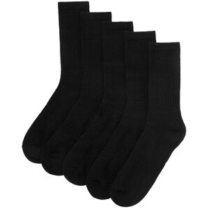 M&S Mens Cool & Fresh Full Length Sports Socks, Size 6-8.5, Black