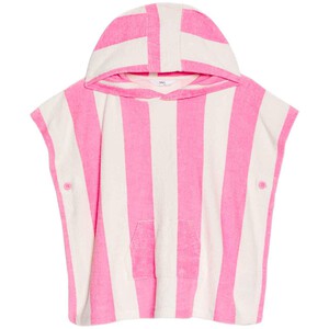 M&S Girls Pure Cotton Towelling Striped Poncho, 4-5 Years, Pink