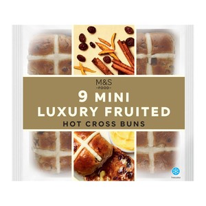M&S 9 Mini Luxury Fruited Hot Cross Buns