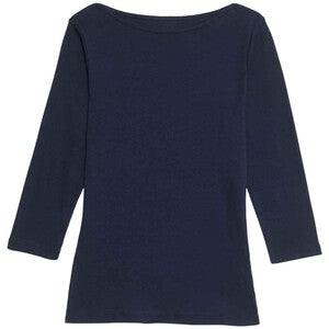 M&S Womens Pure Cotton Slim Fit Top, Size 18, Navy