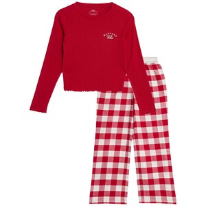 M&S Rib Check PJ's, 7-8 Years, Red
