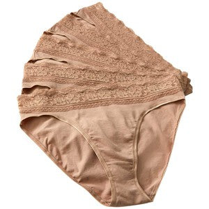 M&S Collection Cotton Lycra & Lace Knickers, 5 Pack, 14, Rose Quartz