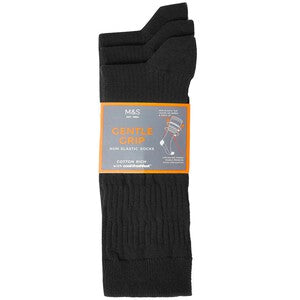 M&S Mens Cool & Fresh Cotton Rich Socks, Size 9-12, Black