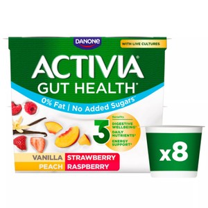 Activia Strawberry Vanilla Peach & Raspberry No Added Sugar Fat Free