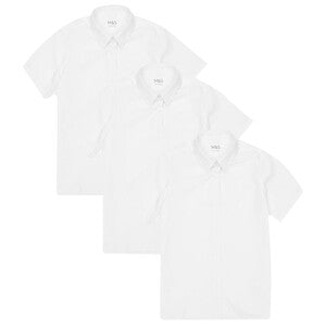 M&S Girls Slim Fit Easy Iron School Blouses, 8-9 Years, White